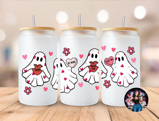 Heart Ghouls Frosted 16oz Glass Can