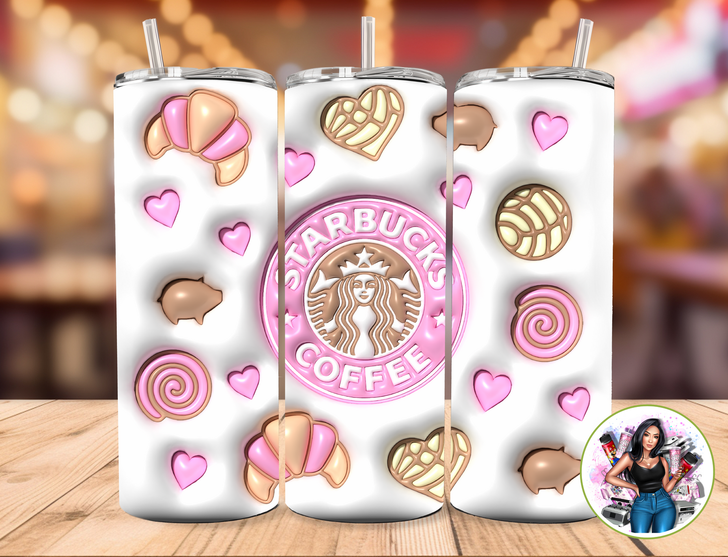 Pink Coffee 3D 20oz Skinny Tumbler