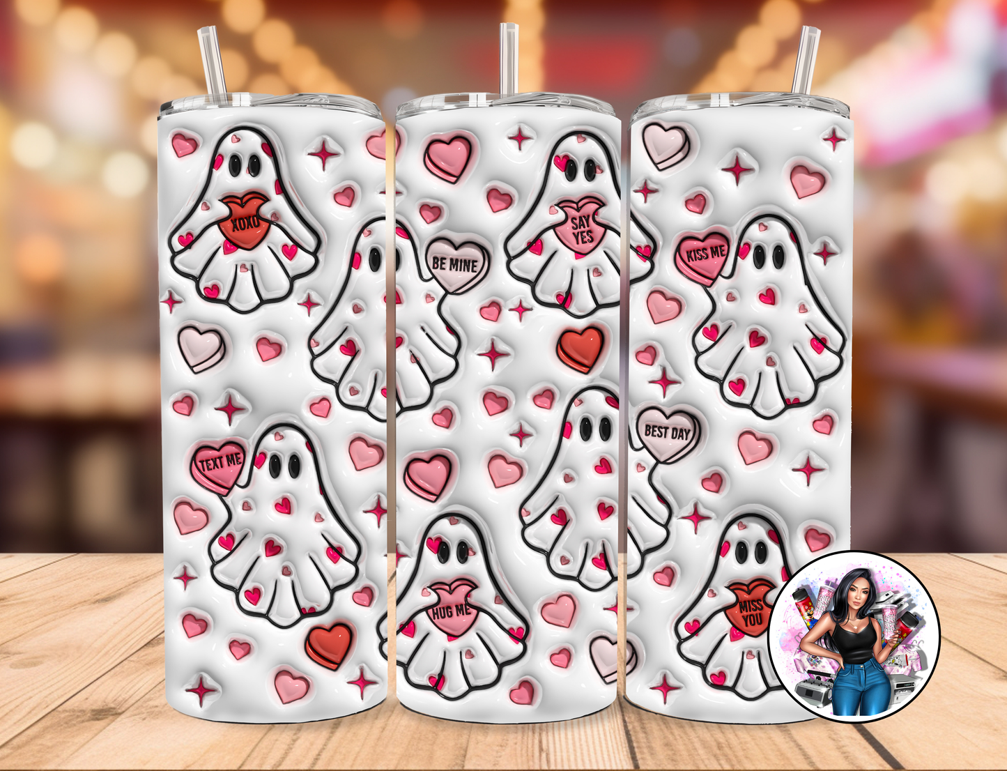 Heart Ghouls 3D 20oz Skinny Tumbler