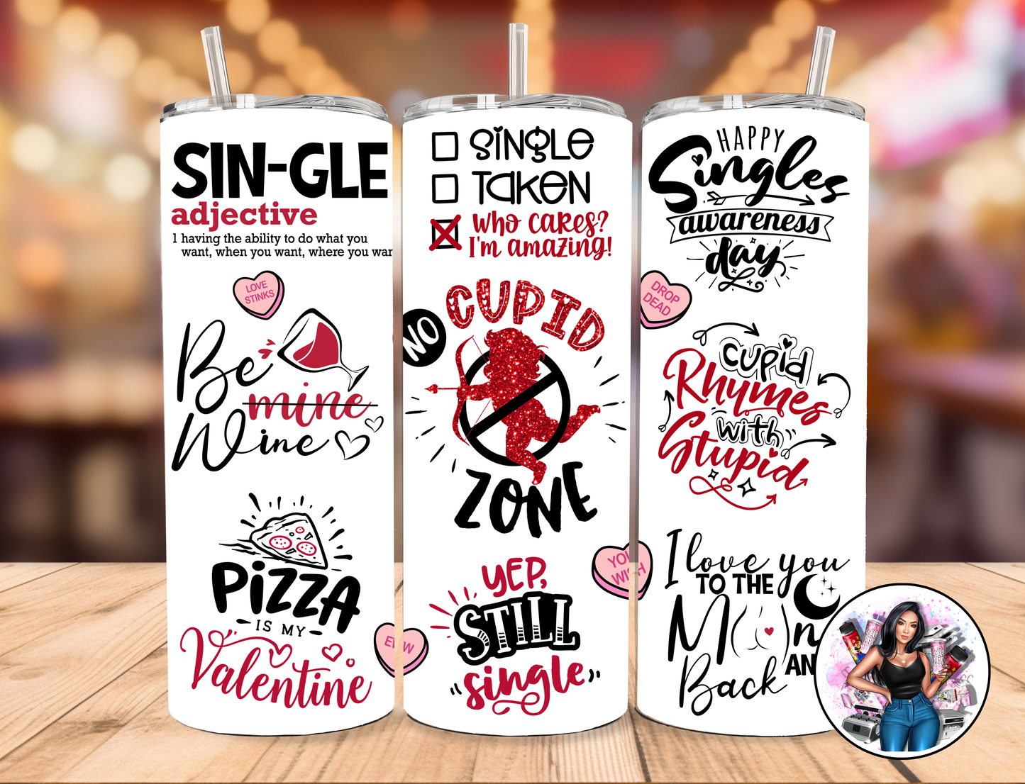 No Cupid Zone 20oz Skinny Tumbler