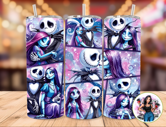 Jack and Sally Purple 20oz Skinny Tumbler