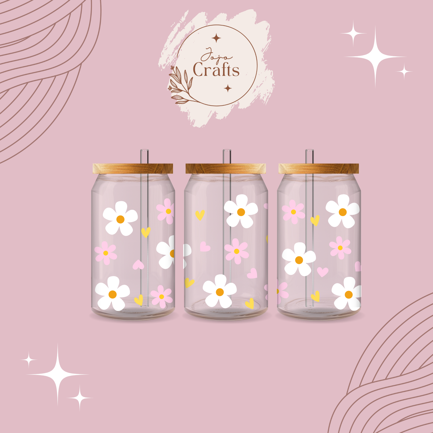 Spring Flowers 16oz Glass Can