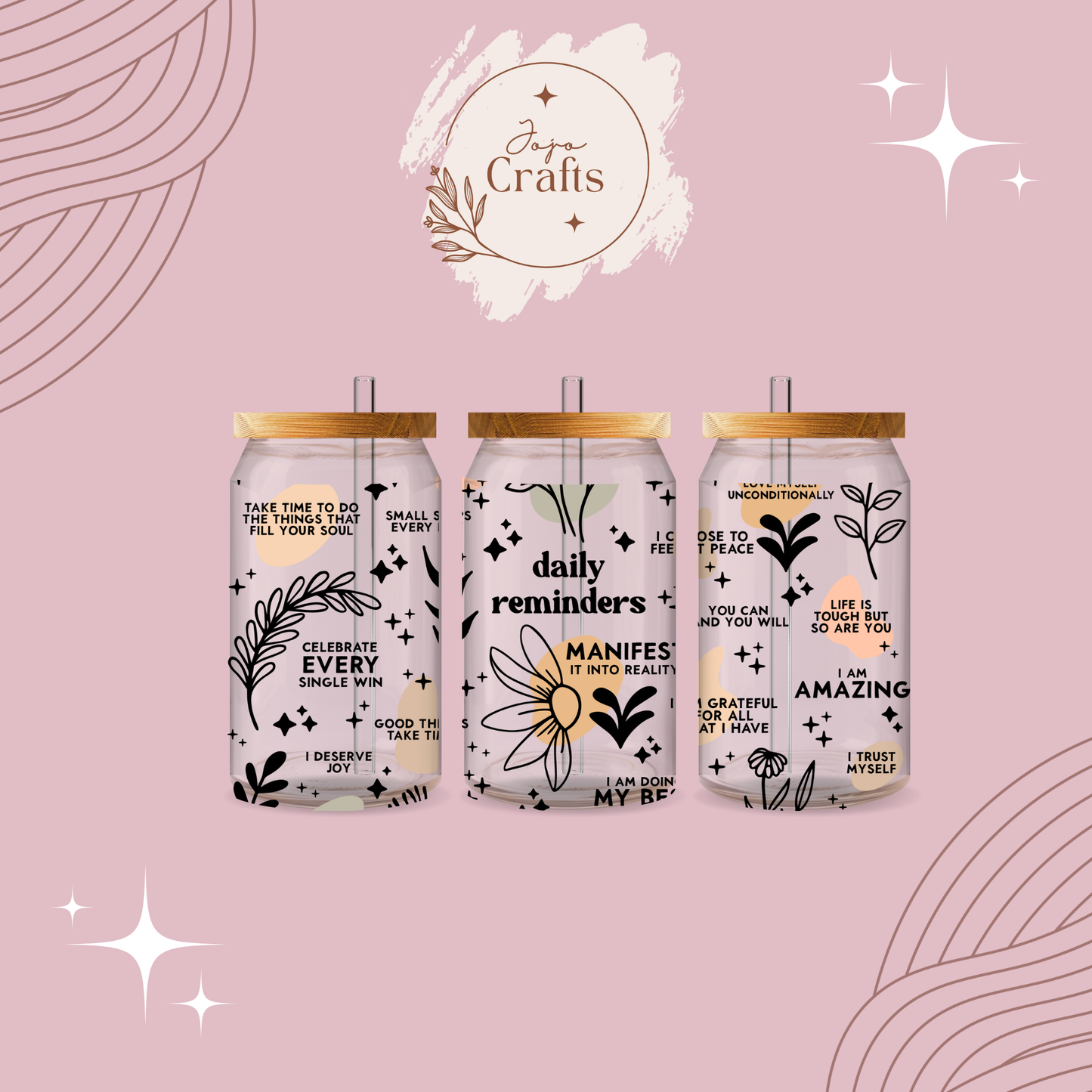 Floral Daily Reminders 16oz Glass Can