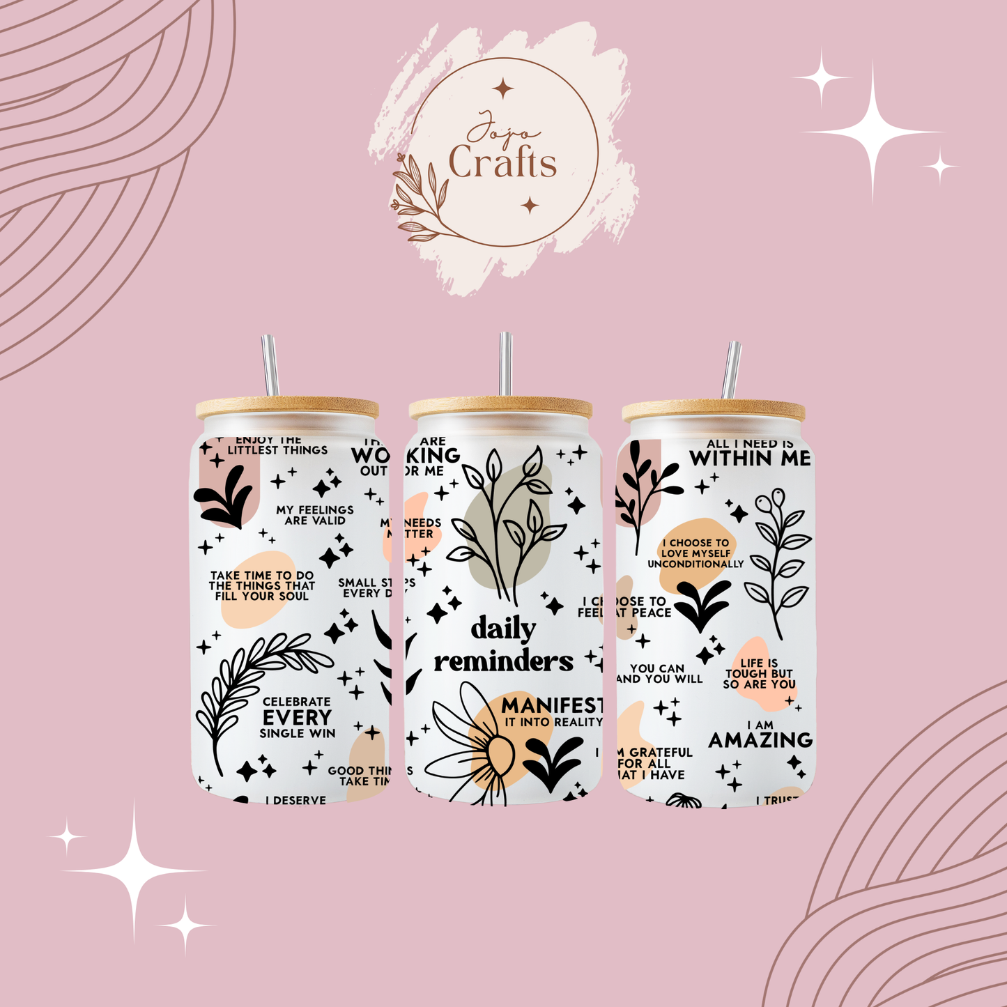 Floral Daily Reminders 16oz Glass Can