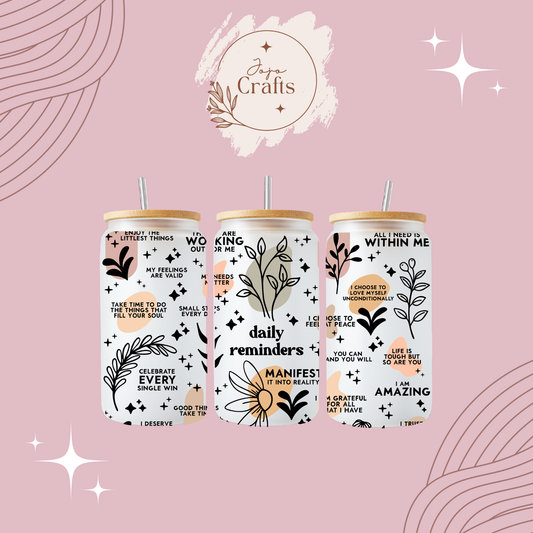 Floral Daily Reminders 16oz Glass Can