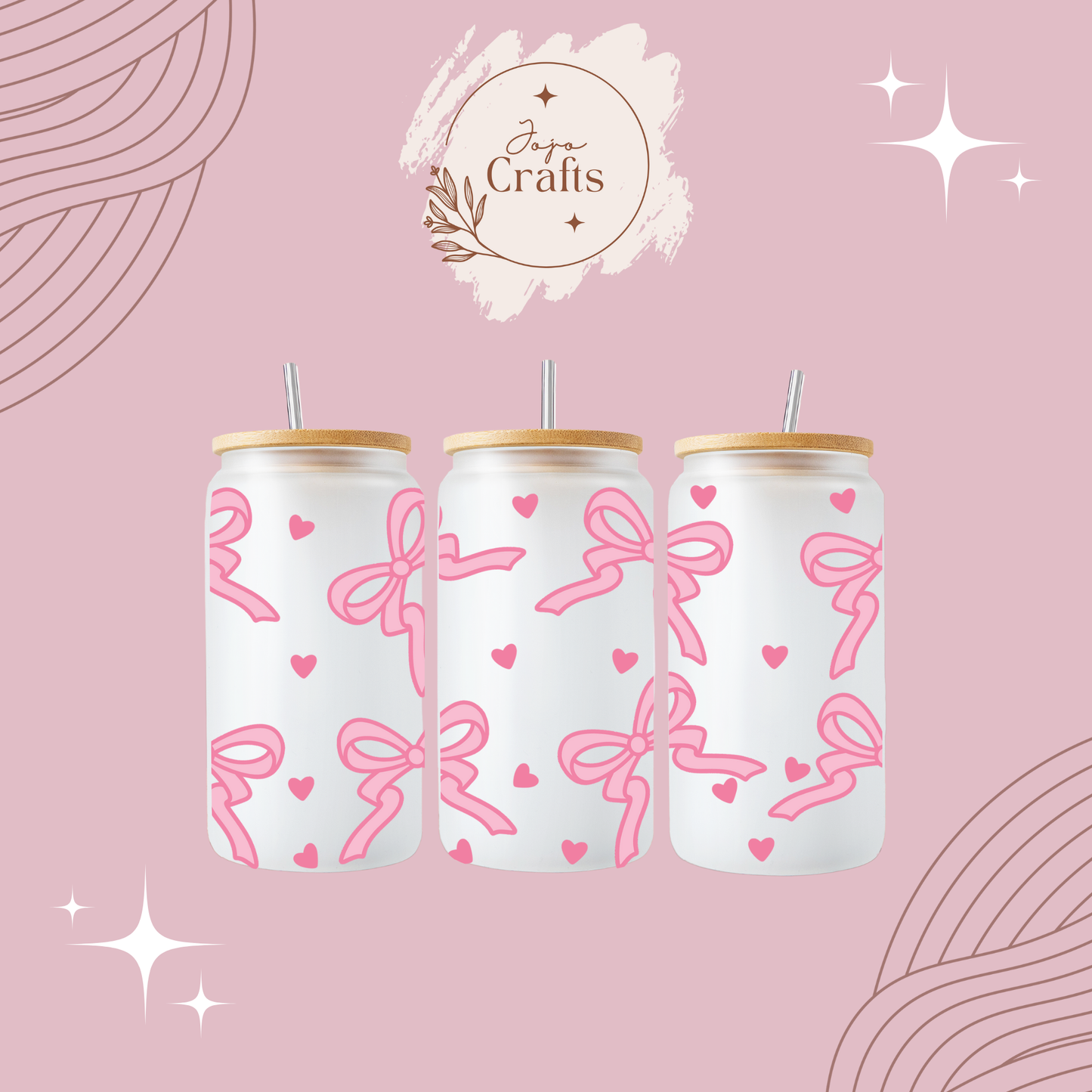 Pretty Coquette Frosted 16oz Glass Can