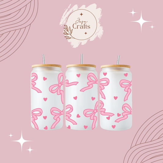 Pretty Coquette Frosted 16oz Glass Can