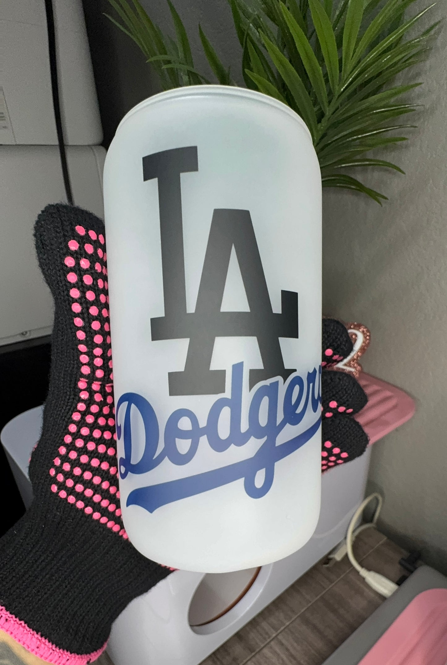 MLB Los Angeles Basecball Frosted 16oz Glass Can